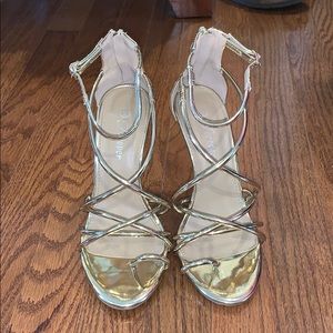 Gold strappy heels
